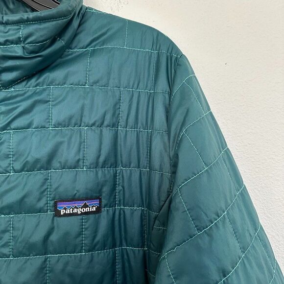 Patagonia Nano Puff Quilted Full Zip Outdoors Hiking Green Teal Women XL X-Large - Picture 3 of 9
